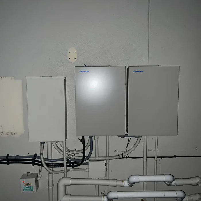 Hayward pool automation control panel installed at a Pinellas commercial property