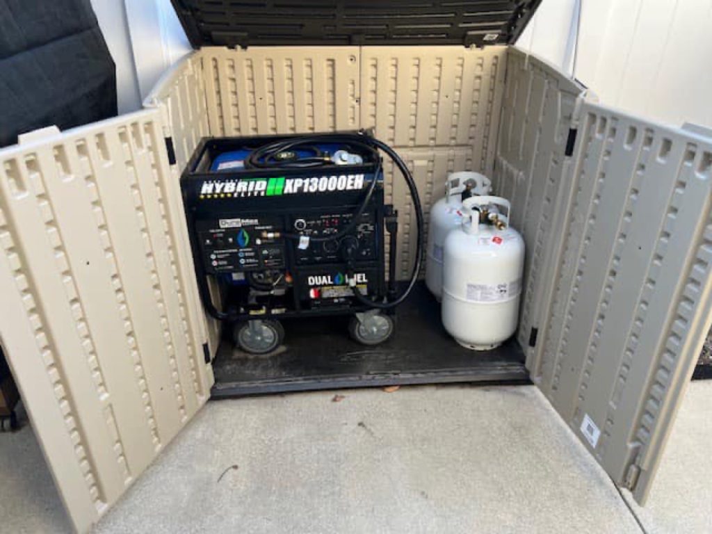 Standby portable dual-fuel generator stored in enclosure — Seminole FL